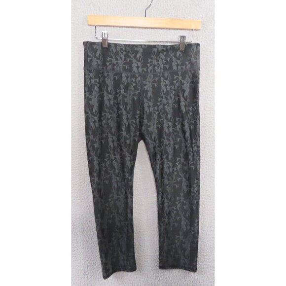 Fabletics Powerhold Leggings Women's Medium Black Gray Floral Mid Rise Pull On - Picture 1 of 8
